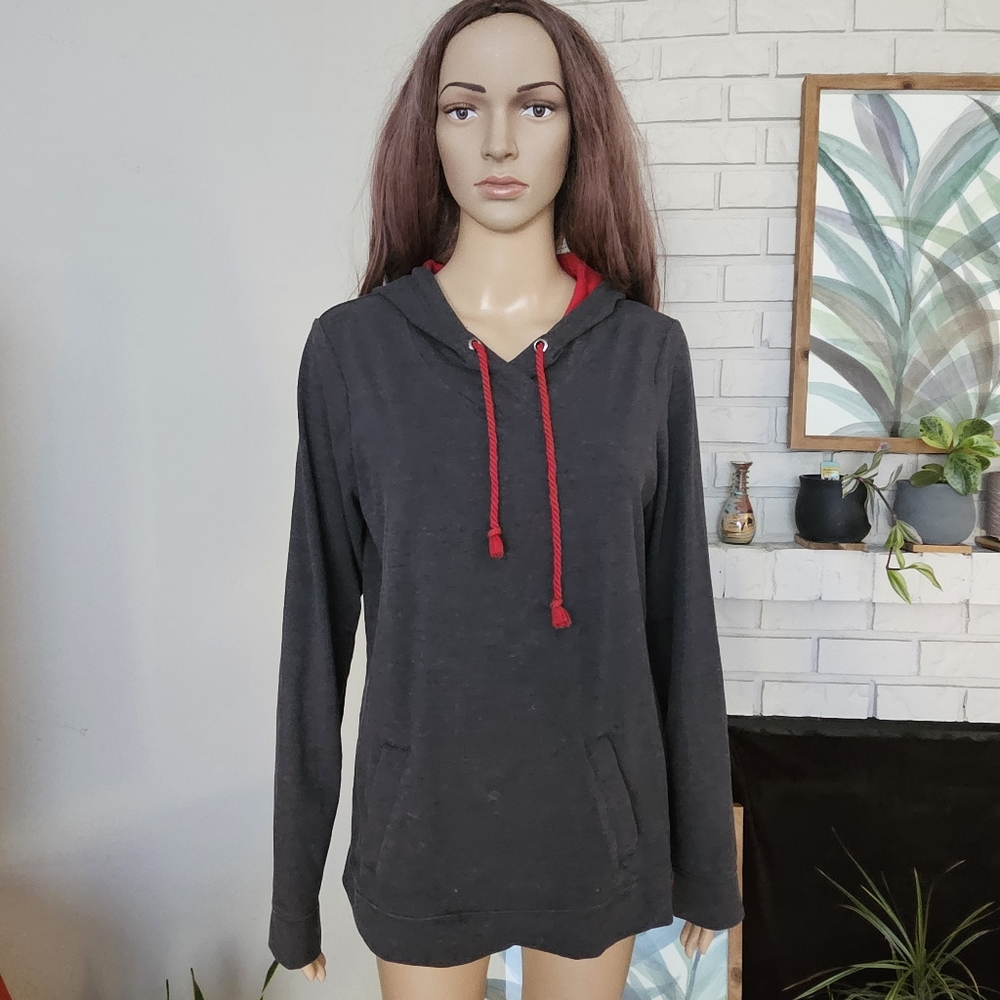 Roots gray red hoodie pullover sweatshirt